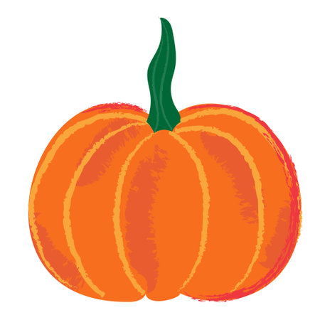 Orange pumpkin icon in cartoon hand drawn style. Vector illustration clipart elementのイラスト素材