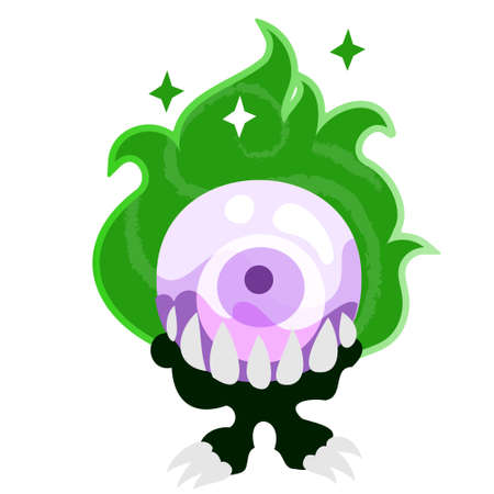 Scrying crystal ball. Magic crystal ball for divination. Vector halloween clipart illustration in flat cartoon style isolated on white background.のイラスト素材