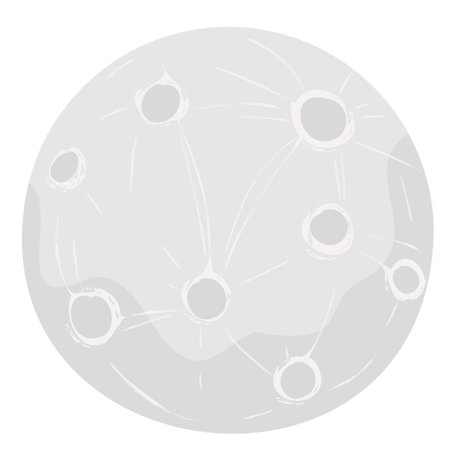Full moon vector illustration with craters in cartoon style isolated jn white backgeound.のイラスト素材