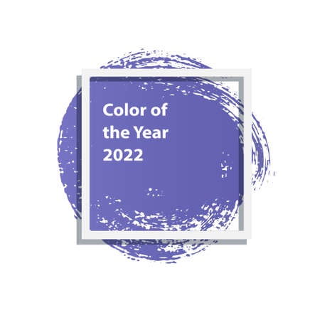 Color of the year 2022 violet purple. Round brushstroke swatch of color in a frame. vector illustrationのイラスト素材