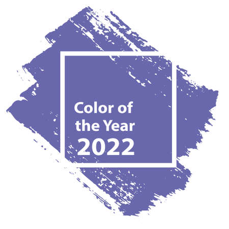 Color of the year 2022 violet purple. Brushstroke swatch of color in a frame. vector illustrationのイラスト素材