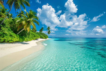 Paradise tropical beach with clear turquoise water and white sand's beaches. Idealistic island with...