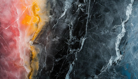 Marble stone rough background texture. Abstract background with rich luxury marble natural stone surface with a gradient colors from pink to black tones with white veinsの写真素材