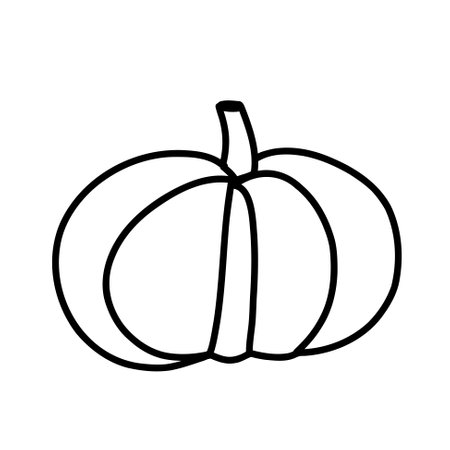 Pumpkin in outline simple minimalist style. Line art pumpkin hand drawn vector illustration for fall and Halloween or Thanksgiving projects with its simplicity and eleganceのイラスト素材