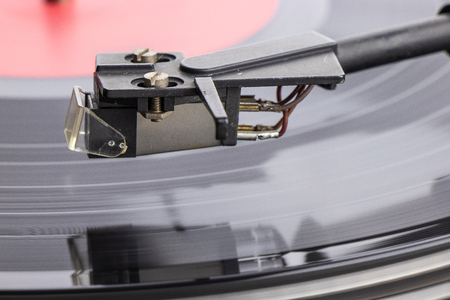 Old 80's record turntable, silver