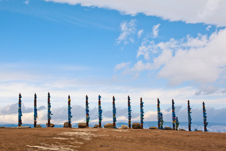 Wooden shaman totemsの写真素材