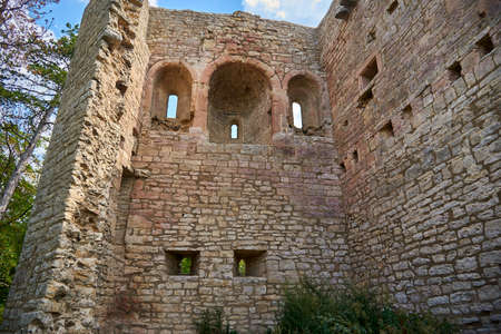 the ruins of lobdeburg castle in Jenaの写真素材