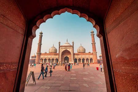 Jama Majid, Old Delhi - one of the largest mosque of India built by Mughal Emperor Shah Jahanのeditorial素材