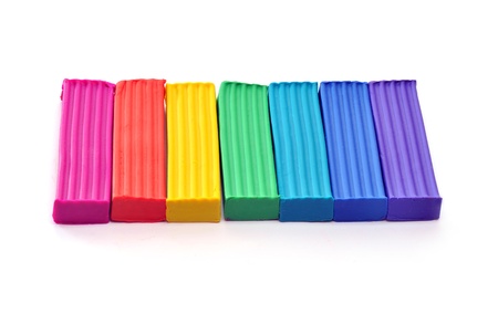 Seven pieces of plasticine which are located by a number.