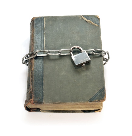 The ancient book which is connected by a chainの写真素材