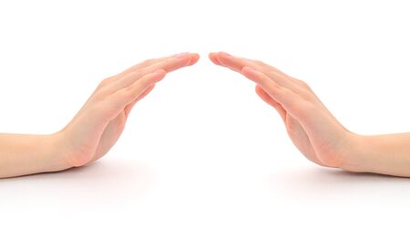 Two hands isolated on a white backgroundの写真素材