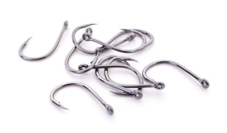 Fishing hooks isolated on a white background.