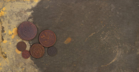 Coins of the Russian Empire on grunge background.