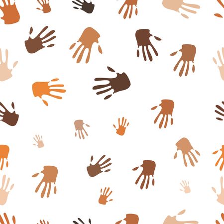 Seamless pattern of hand, people of different races, illustrationのイラスト素材