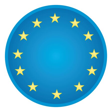 illustration of blue button with European Union emblem, isolated on white backgroundのイラスト素材