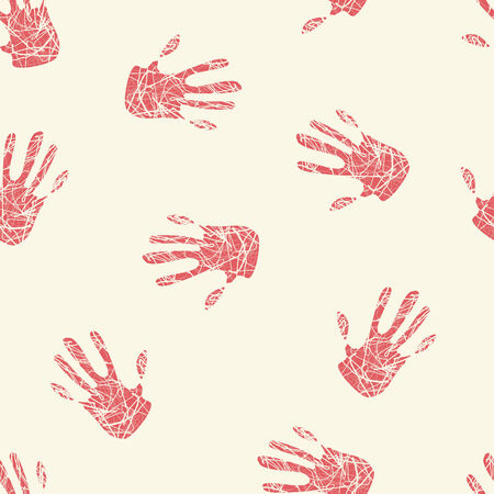 vector background, seamless pattern with red sharp hands, geometric design, vector illustrationのイラスト素材