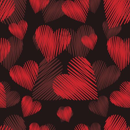 vector background, seamless pattern with dark red hearts elements, geometric design, vector illustrationのイラスト素材
