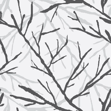 vector background, unusual seamless pattern with  dark floral elements, tree branches, geometric design, vector illustrationのイラスト素材