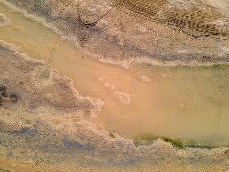 Aerial photo of muddy swampの写真素材