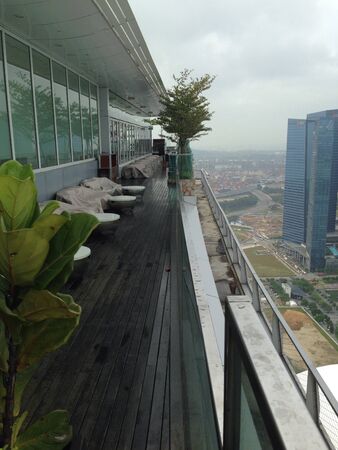 View on top of marina bay sands at 57 floorの素材