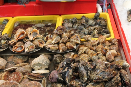 fresh seafod in the marketのeditorial素材