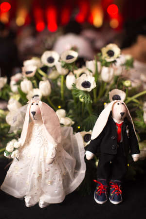 The bride and groom in the form of rabbits.の写真素材