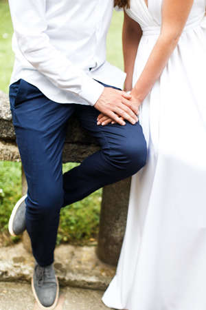 The first meeting of the bride and groom.の写真素材