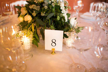 Flowers and candles at the wedding ceremony.の写真素材