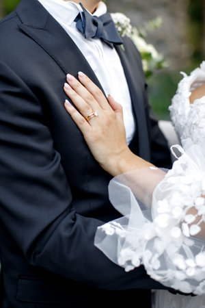 Bride and groom on their wedding day.の写真素材