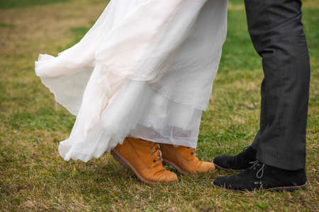 Bride and groom on their wedding day.