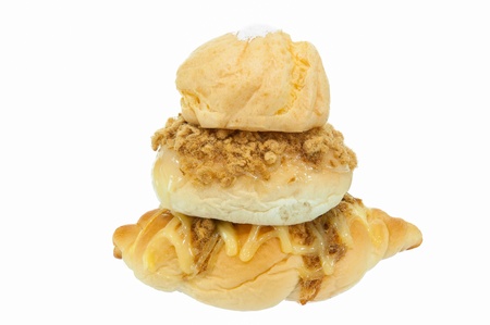 3 pieces of bread are stackedの写真素材