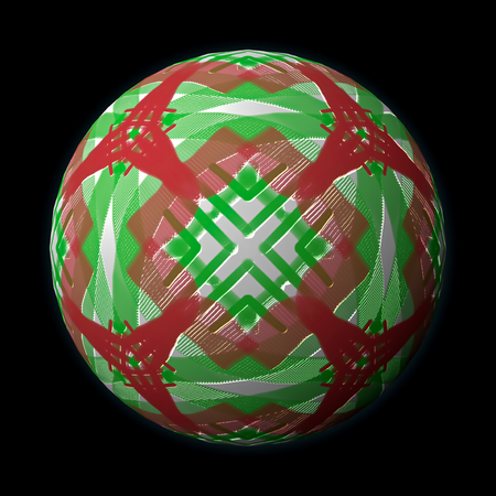 Artfully designed and colorful ball, 3D illustration on black backgroundの写真素材