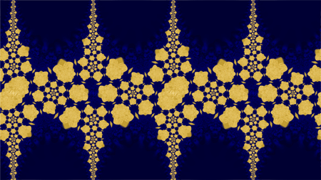 Ornate geometric pattern and artfully abstract multicolored background