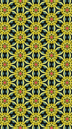Ornate geometric pattern and abstract multicolored background