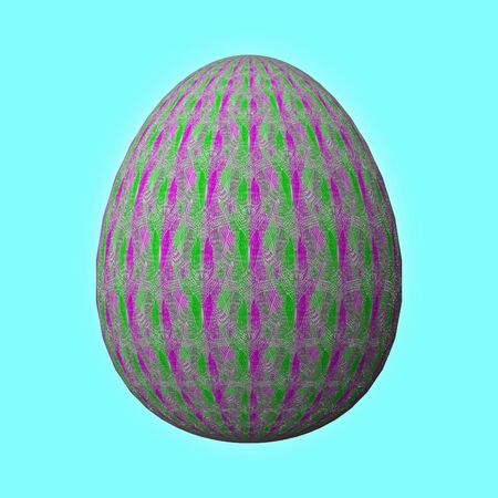Happy Easter - Happy easter, artfully designed and easter egg, 3D illustration on turquoise backgroundの写真素材