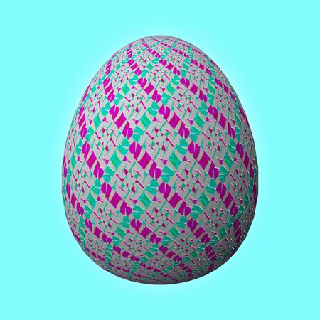 Happy Easter - Happy easter, artfully designed and easter egg, 3D illustration on turquoise backgroundの写真素材