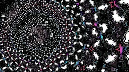 Ornate geometric pattern and artfully abstract multicolored background