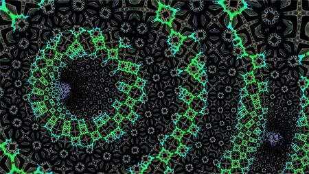Ornate geometric pattern and artfully abstract multicolored background