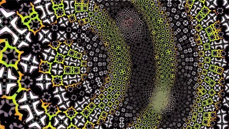 Ornate geometric pattern and artfully abstract multicolored background