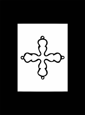 Ornate abstract black symbol on white background and black frameの写真素材