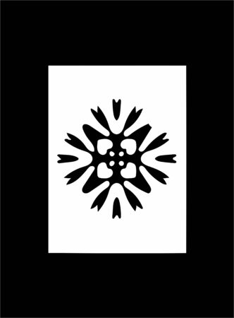 Ornate abstract black symbol on white background and black frameの写真素材