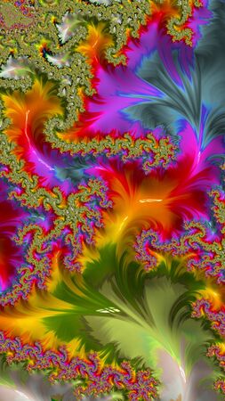 Artfully 3D rendering fractal, fanciful abstract illustration and colorful designed patternの写真素材