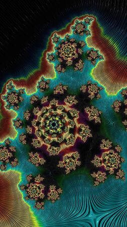 Artfully 3D rendering fractal, fanciful abstract illustration and colorful designed patternの写真素材