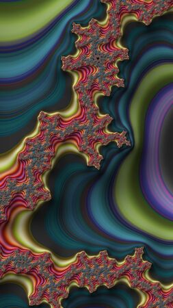 Artfully 3D rendering fractal, fanciful abstract illustration and colorful designed patternの写真素材