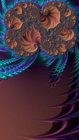 Artfully 3D rendering fractal, fanciful abstract illustration and colorful designed patternの写真素材