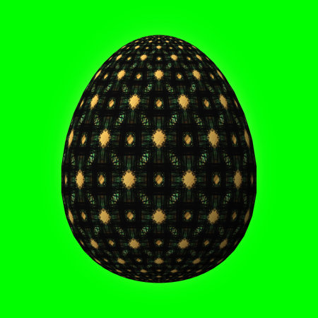 Happy Easter, Artfully designed and colorful 3D easter egg, 3D illustration on greenの写真素材