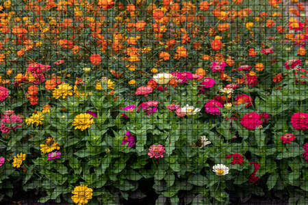 Close up of a beautiful plant in the garden at summer time in mosaic styleの写真素材