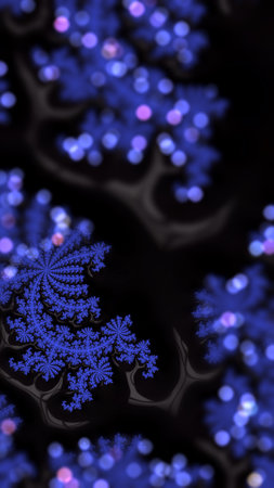 Digitally designed abstract 3D fractal background with bokeh opticsの写真素材