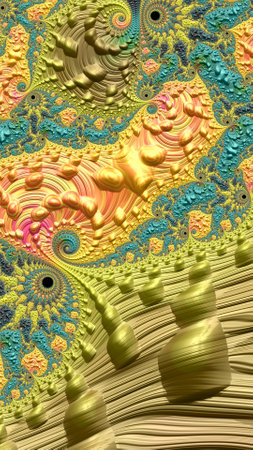 Artistic and imaginative digitally designed abstract 3D fractal backgroundの写真素材