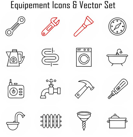 Vector set of weather icons in thin line style. Vector illustration.のイラスト素材